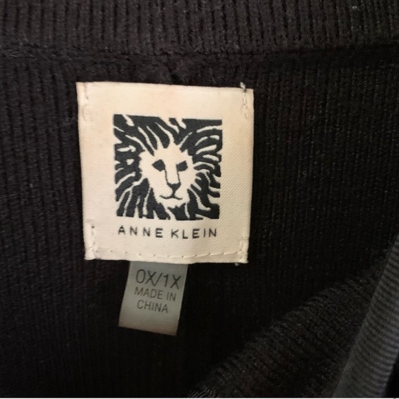 Anne Klein High Neck Pocketed Cape Black Sweater Shrug Poncho Mock Neck - Picture 3 of 14